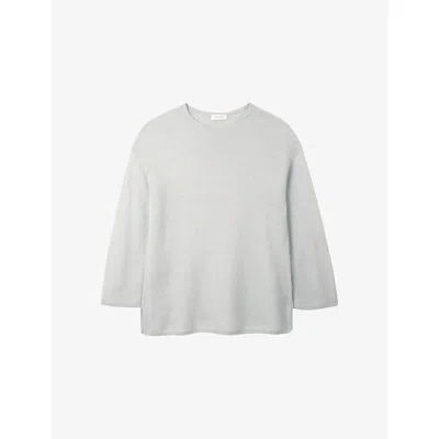 The White Company S Baby Blue Textured Stitch Wool-blend Jumper In White