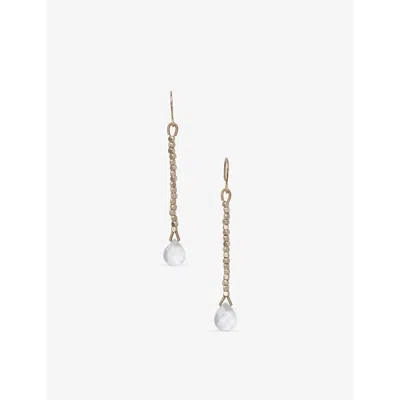 The White Company S  Beaded Crystal Quartz Gold-plated Brass Drop Earrings