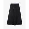 The White Company S Black Crinkle Elasticated-waist Stretch-woven Midi Skirt