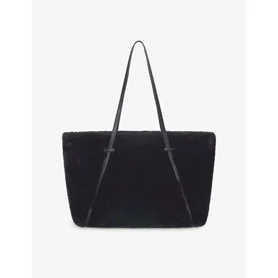 The White Company S  Faux-fur Shopper Bag In Black