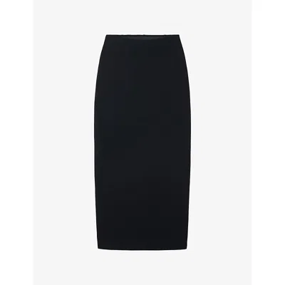 The White Company S Slim-fit Rear-slit Stretch-jersey Maxi Skirt Black