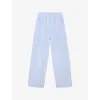The White Company S Drawstring Wide-leg Linen Trousers Bluestripe In Blue