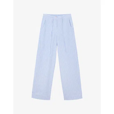 The White Company S Drawstring Wide-leg Linen Trousers Bluestripe