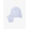 The White Company S Bluestripe Fine-stripe Cotton-jersey Pyjamas Xl In Blue