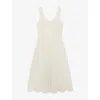 The White Company S Butter Scoop-neck Linen-blend Midi Dress In White