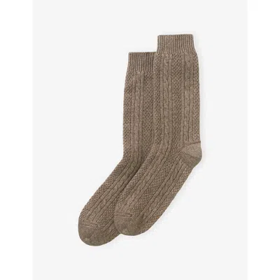 The White Company S Cable-knit Wool-blend Bed Socks Nutmeg In Brown