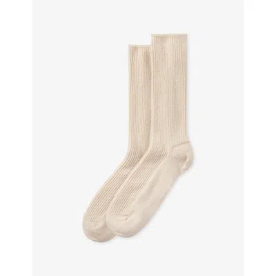 The White Company Ribbed Cashmere Bed Socks In Neutral
