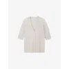 The White Company S Camel V-neck Short-sleeve Wool And Cashmere-blend Cardigan