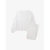 The White Company S Cloud Marl Mini Waffle Lounge Stretch-jersey Pyjamas In Gray
