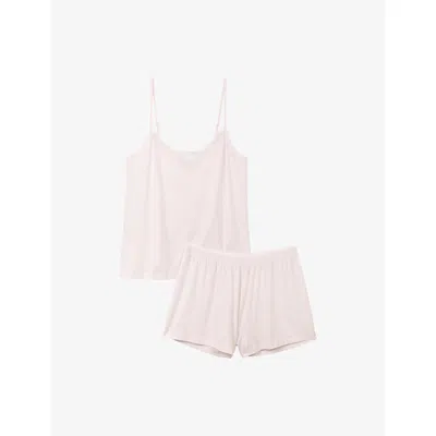 The White Company S Cloud Pink Lace-trim Relaxed-fit Jersey Shorts Pyjama Set Xs