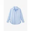 The White Company S Curved-hem Oversized Cotton-poplin Shirt Pale Blue