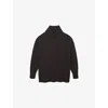 The White Company S Dark Choc Roll-neck Relaxed-fit Cashmere Jumper In Black