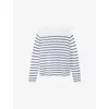 The White Company S Deep Water Breton-stripe Round-neck Wool And Cashmere-blend Jumper In Black