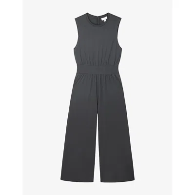The White Company S Eclipse Sleeveless Wide-leg Stretch-jersey Jumpsuit In Black