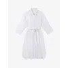 The White Company S Ecru/black Striped Oversized-fit Woven Midi Dress