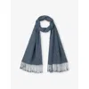 The White Company S Fringe-embellished Modal And Wool Scarf Sea Blu In Sea Blue