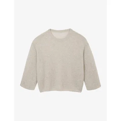 The White Company S Graphite Wide-sleeved Relaxed-fit Cashmere Jumper In Gray