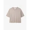 The White Company S Rolled-edge Knitted Cotton T-shirt Hazelwood Xs In Neutral
