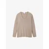 The White Company S Voop-neck Relaxed-fit Linen-blend Jumper Hazelwood In Neutral