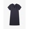 The White Company S V-neck Short-sleeve Linen Shift Mini Dress Ink In Blue