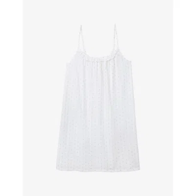 The White Company S Ivory Daisy-dot Sleeveless Pima-cotton Pyjamas Xs In White