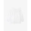 The White Company S Ivory Keyhole-neck Satin-trim Modal And Cotton-blend Blouse