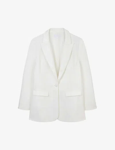 The White Company Womens Ivory Satin-back Single-breasted Crepe Blazer