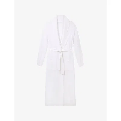 The White Company S Ivory Shawl-collar Belted-waist Cashmere Robe In White