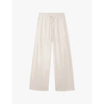 The White Company S Lait Drawstring-waist Wide-leg Mid-rise Cotton Trousers In Neutral