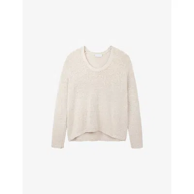 The White Company S Latte Scoop-neck Dropped-shoulder Cotton Jumper In Neutral