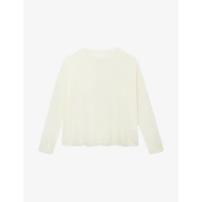 The White Company S Draped Long-sleeve Linen-jersey Top Lemon In Yellow