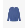 The White Company S Libertyblu Voop-neck Relaxed-fit Linen-blend Jumper In Blue
