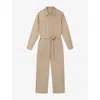 The White Company S Light Tan Zip-front Relaxed-fit Lyocell And Cotton-blend Jumpsuit