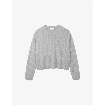 The White Company S Midgrymrl Cable-knit Relaxed-fit Wool-blend Jumper In Gray