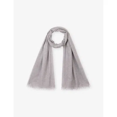 The White Company S Midgrymrl Fringed-edge Wool-blend Scarf In Gray