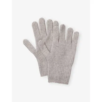 The White Company S Midtaupemr Ribbed Cashmere Gloves In Gray