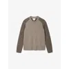The White Company S Colourblock Knitted Organic Cotton-blend Jumper Mink Marl In Mink Marl