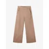 The White Company S Elasticated-waist Wide-leg Cropped Linen Trousers Mouse
