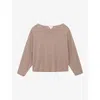 The White Company S Slash-neck Batwing-sleeve Cotton And Linen-blend Jumper Mouse Xl In Neutral