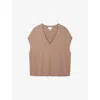 The White Company S V-neck Knitted Cotton-blend T-shirt Mouse