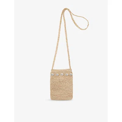The White Company S Seashell-embellished Raffia Cross-body Phone Pouch Natural