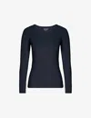 The White Company Essential Long Sleeve Stretch-cotton Top In Navy