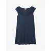 The White Company S Navy Lace-trim Stretch-jersey Nightdress In Blue