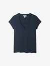 The White Company Womens Navy V-neck Organic-cotton T-shirt In Navy