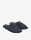 The White Company Womens Navy Waffle Towelling Cotton-blend Slippers In Navy