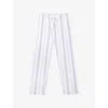 The White Company S Navystripe Striped Straight-leg Cotton Pyjama Bottoms Xs In White