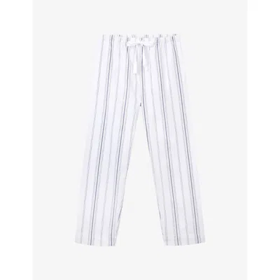The White Company S Navystripe Striped Straight-leg Cotton Pyjama Bottoms Xs In White