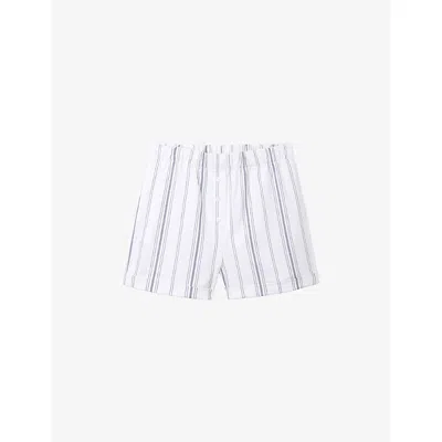 The White Company S Navystripe Striped Straight-leg Cotton Pyjama Shorts In White