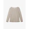 The White Company S Slash-neck Textured Linen And Cotton-blend Jumper Nougat Xs In Gray