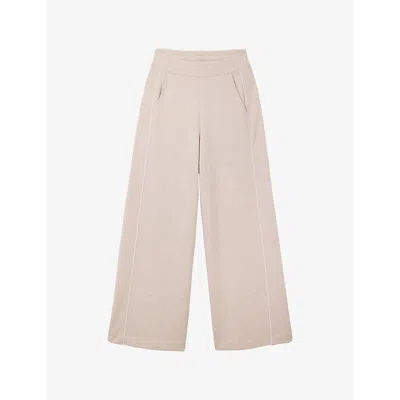 The White Company S Oatmeal Ultimate Wide-leg Cotton-jersey Jogging Bottoms In Pink